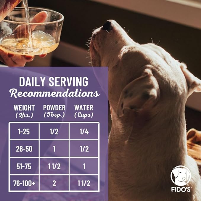 Fido's Simply Bone Broth for Dogs - Grass-Fed Beef Bone Broth Powder for Pets - Supports Joints + Gut Health - Dog Food Topper for Dry Food - 60 Scoops