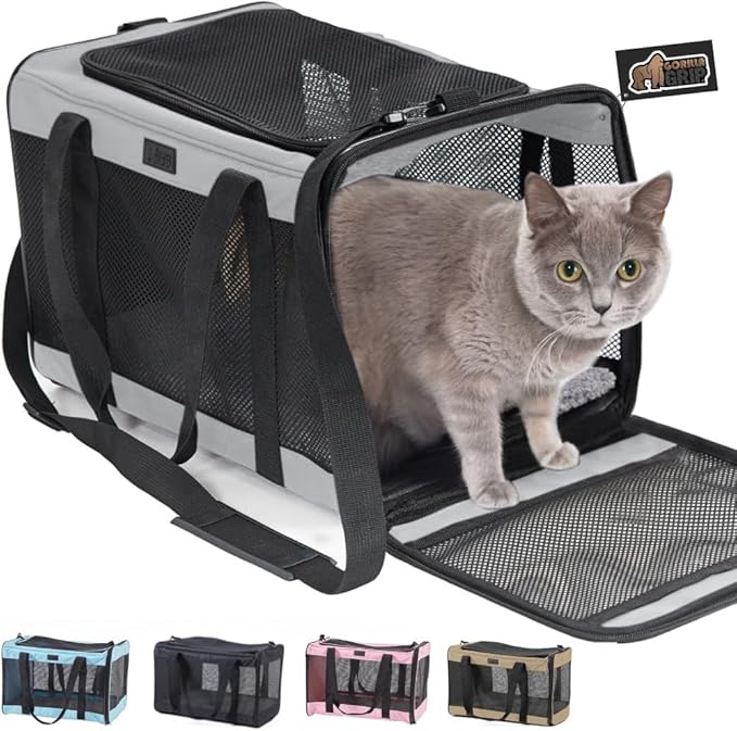 Gorilla Grip Airline Travel Cat Carrier Bag Up to 15 Lbs