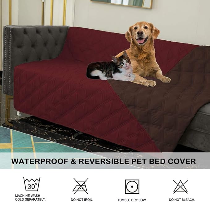 SUNNYTEX Waterproof & Reversible Dog Bed Cover Sofa Pets,(82 * 102")
