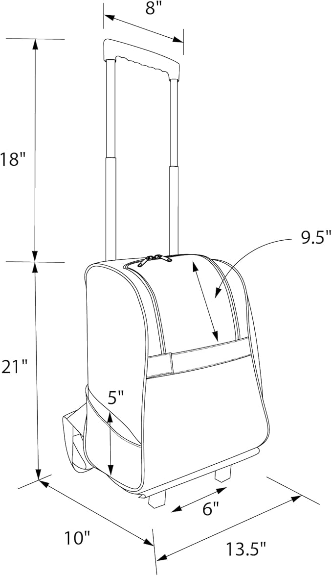 Ollie & Hutch Kaya Pet Carrier Trolley for Travel with Shock Absorbent Wheels 6286889