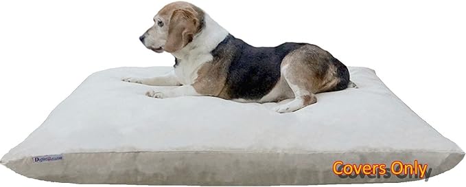 Do It Yourself DIY Pet Bed Pillow Duvet Suede Cover + Waterproof Internal case for Dog/Cat at Medium 36"X29" Khaki Color