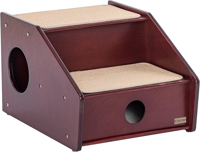Petsfit Wooden cat ramp for Old Cats Red(21x17x14 inch)