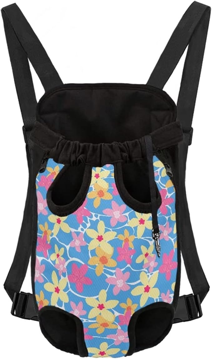Hawaiian Flower Design Dog Front Carrier Backpacks for Small Medium Large Dogs Chest Bag