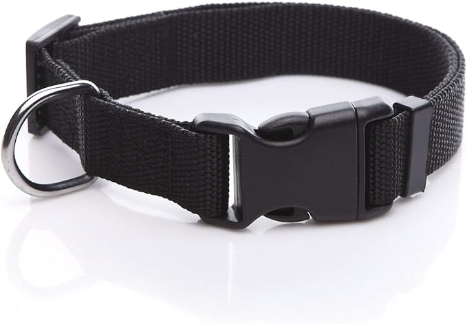 Adjustable Nylon Dog Collar 1 Inch 3/4 Inch 5/8 Inch ((L(1" x 16-23"), Black)