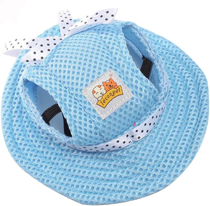 Leconpet Princess Pet Hat Dog Caps Hats with Neck Strap Adjustable Comfortable Ear Holes for Small Medium and Large Dogs in Ourdoor Sun Protection (S