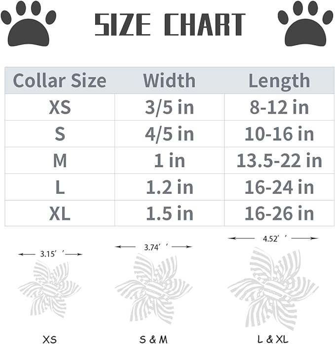 Lionet Paws Dog Collar with Flower 10-16in