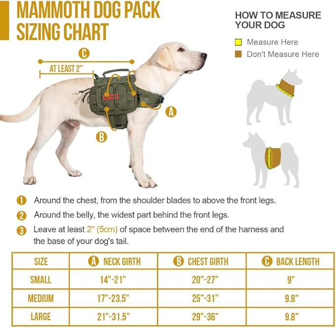 OneTigris Dog Backpack for Medium & Large Dogs