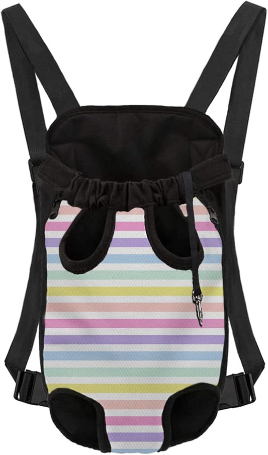 Colorful Rainbow Stripe Design Dog Travel Sling Bag Pouch