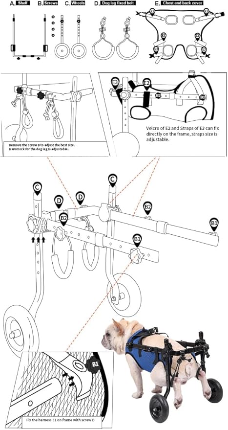 shudyear Dog Wheelchair Van. Dog Wheelchair Trolley for rears