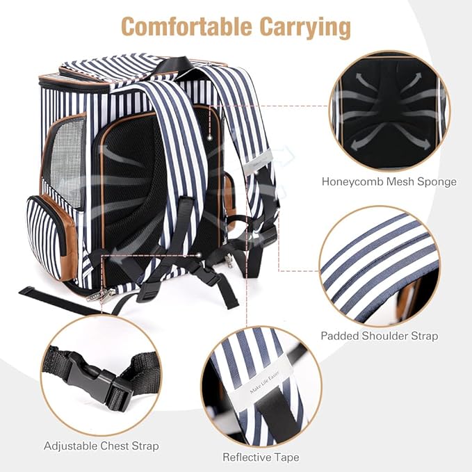 Lekereise Pet Carrier Backpack Expandable Cat Backpack for Small Dogs Cats