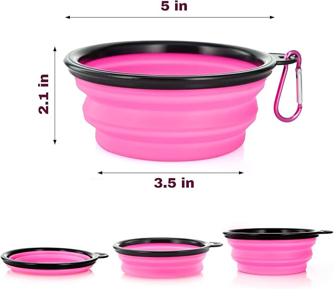 Dog Bowl Pet Collapsible Bowls 2 Pack 2 Carabiners