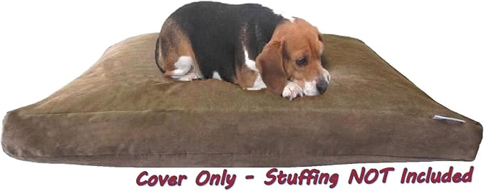 Dogbed4less DIY Pet Bed Pillow Brown MicroSuede Duvet Cover and Waterproof Internal case for Dog and Cat at 37X27X4 Inch