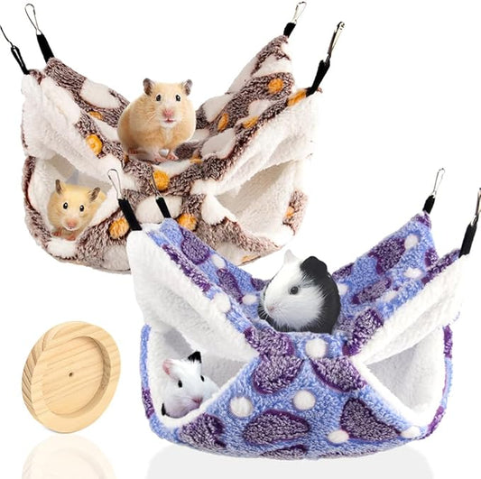 ZukoCert Two Pieces Small Pet Cage Hammock Accessories for Guinea Pigs