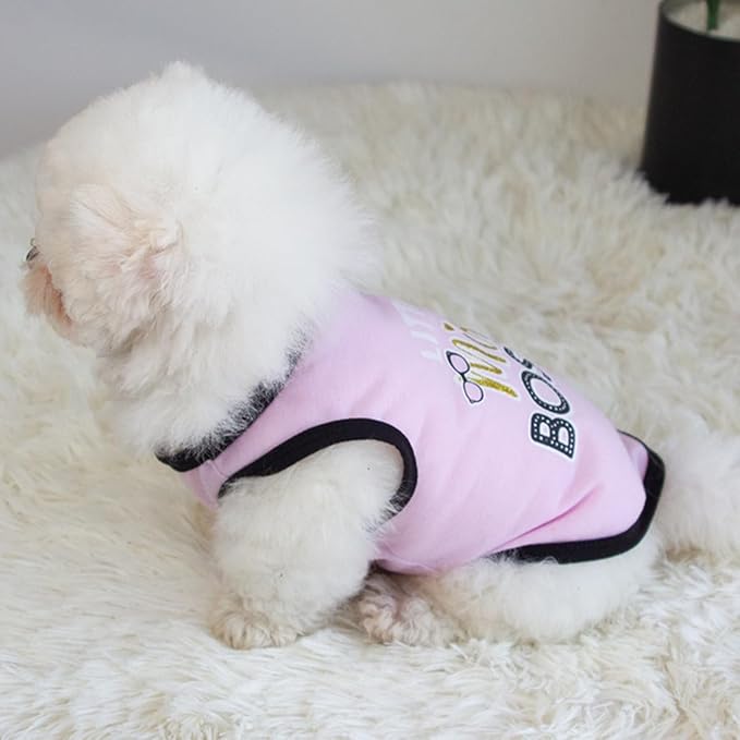Dog Shirt 2 Pcs Summer Cotton Vests for Small Dog Cats Boy Girl (Miss Bossy, X-Small)