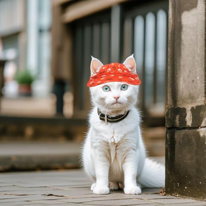 PET SHOW Dog Baseball Cap Dog Paw Print Peaked Cap Pet Sun Hats with Ear Holes Sport Hat for Small Medium Doggies Adjustable Drawstring Puppies Cats Visor Hat Girls Boys Red/XS