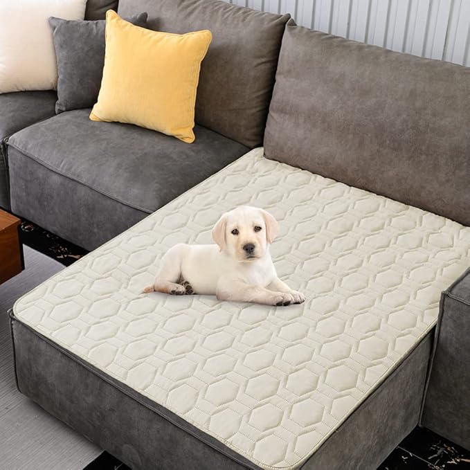 Waterproof and Anti-Slip Dog Bed Cover and Pet Blanket Sofa Pet Bed Mat ,car Incontinence Mattress Protectors Furniture Couch Cover for Most Cats Dogs Pets(40x50-Ivory)