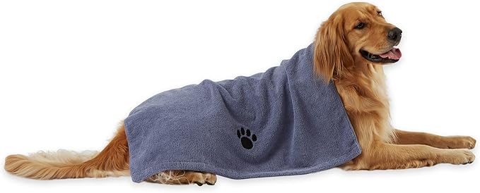 Bone Dry Pet Grooming Towel Collection Absorbent Microfiber X-Large 41x23.5", Embroidered