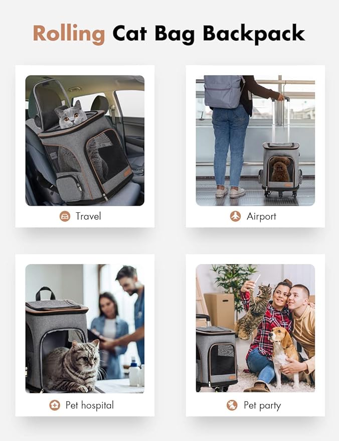 Lekereise Dog Backpack with Wheels for Small Cats and Dogs