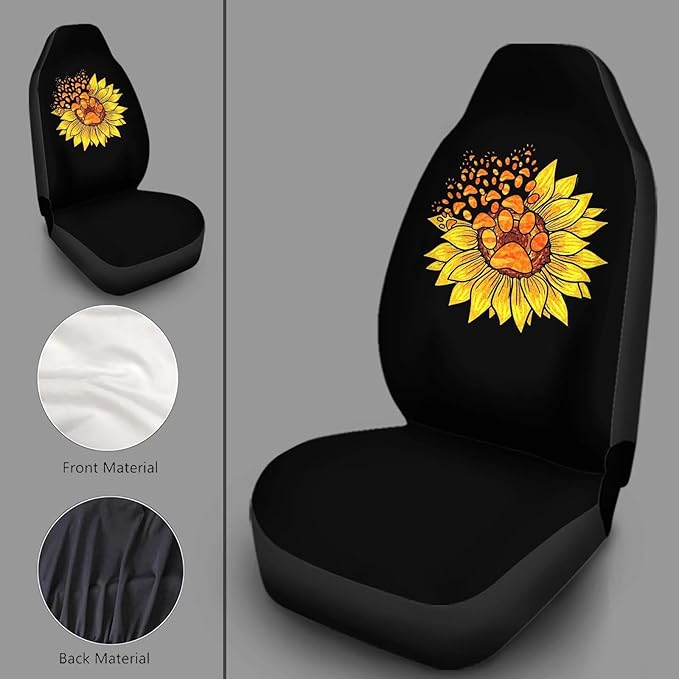 Yellow Sunflower Car Front Seat Covers