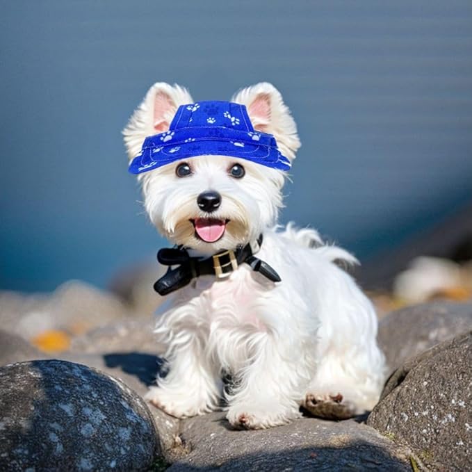 PET SHOW Dog Baseball Cap Dog Paw Print Peaked Cap Pet Sun Hats with Ear Holes Sport Hat for Small Medium Doggies Adjustable Drawstring Puppies Cats Visor Hat Girls Boys Orange/XXS