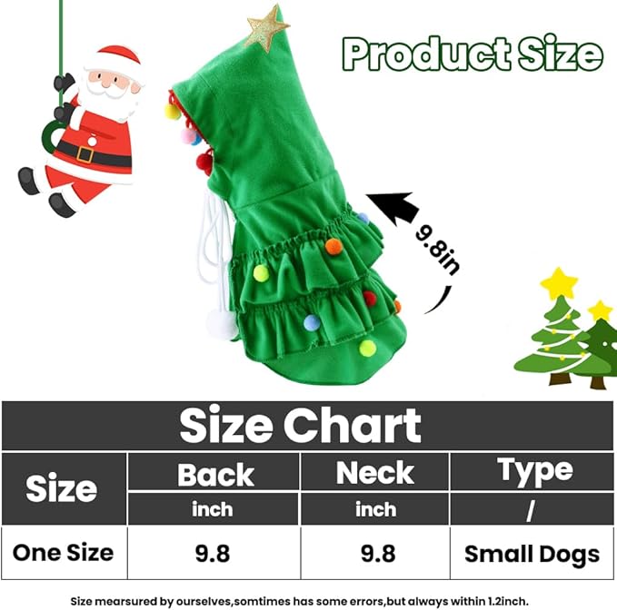 Cat Christmas Outfit Green Pet Cloak with Hat