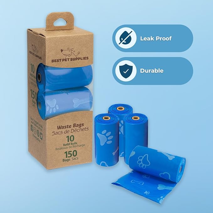 Best Pet Supplies Dog Poop Bags (150 Bags) for Waste Refuse Cleanup