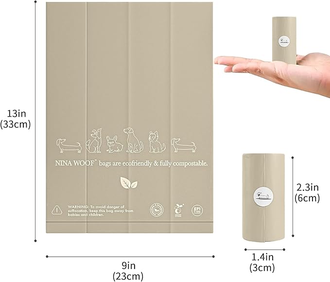 100% Certified Home Compostable and Biodegradable Dog Poop Bags D6400 & 13432 Compliant 90 Bags 6 x