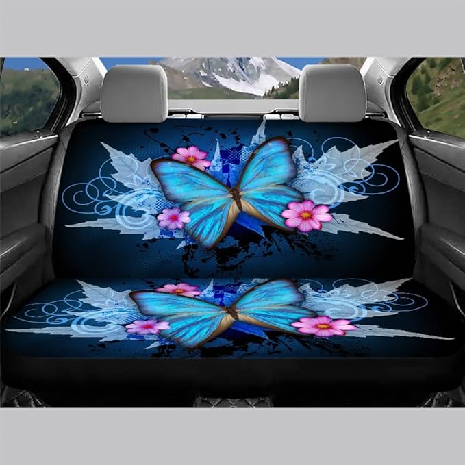 Tupalatus Auto Backing Bench Seats Covers Blue Butterfly