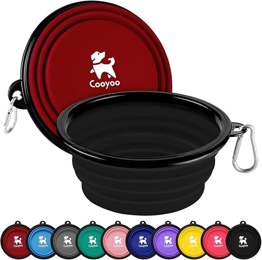 COOYOO Collapsible Dog Bowl 2 Pack 2 Carabiners