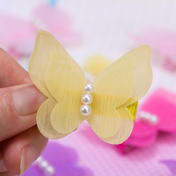 5pcs Multicolour Stochastic Dog hair clip bow,Butterfly with pearl Style hair clip barrette for Girls Cat Dog Puppy Hair Bowknot Grooming Accessories Attachment photo prop Apparel and Accessories