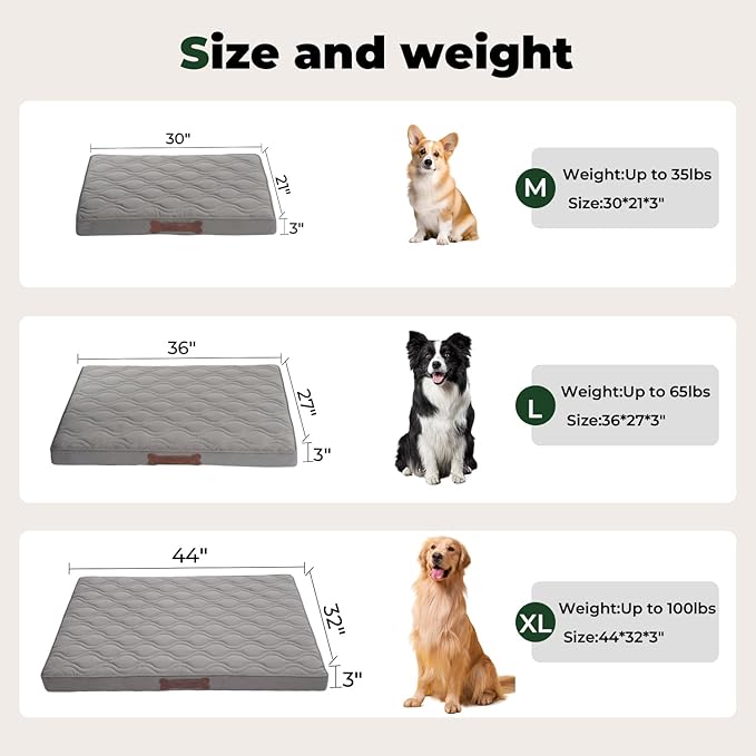 BALANCE Dog Crate Bed,Water-Resistant Orthopedic Dog Beds with Nonskid Bottom