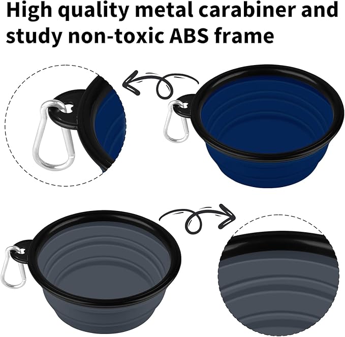 COOYOO Collapsible Dog Bowl 2 Pack 2 Carabiners