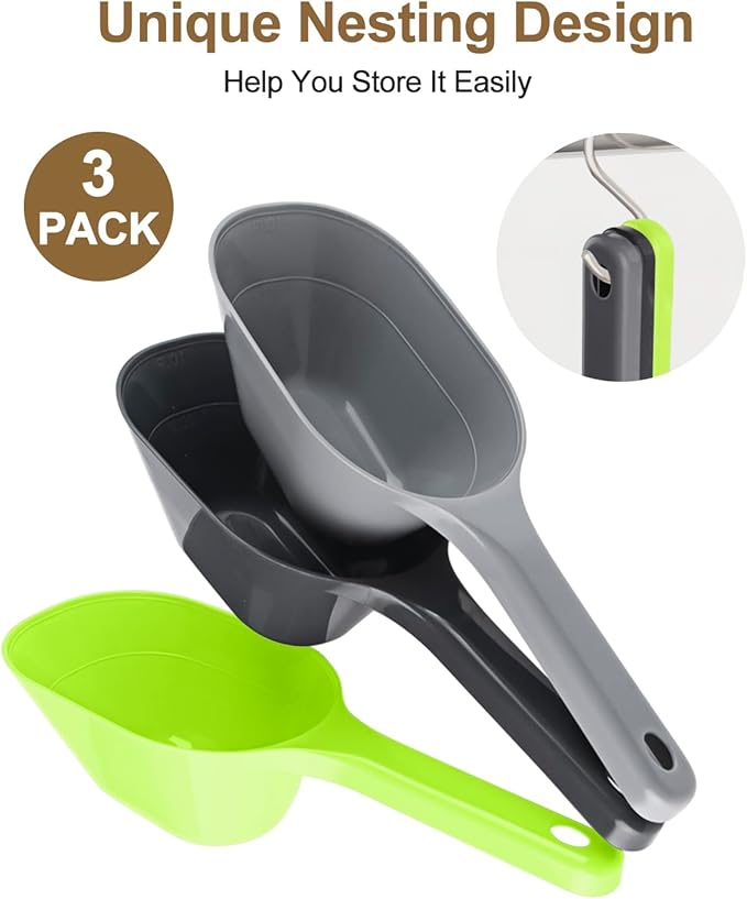 3 Pack Dog Food Scoop Set 1 Cup