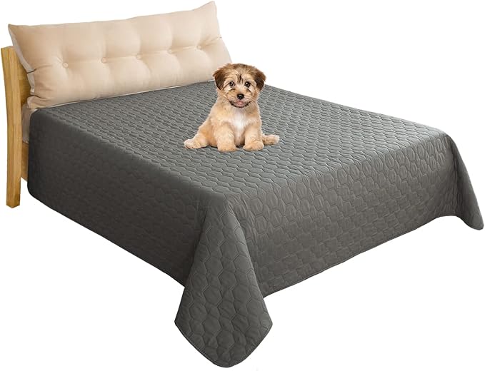 Waterproof Pet Blankets Dog Bed Cover for Pets Reusable Furniture Protector (Dark Grey+Grey 52"x82")