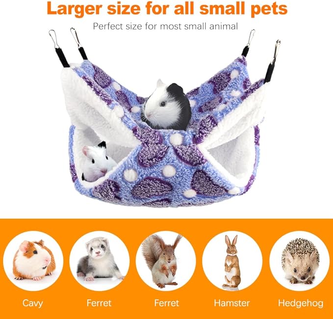 ZukoCert Two Pieces Small Pet Cage Hammock Accessories for Guinea Pigs