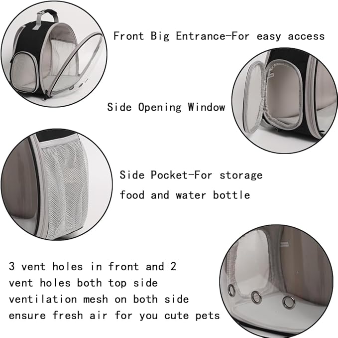 Bearded Dragon Travel Backpack with Harness and Leash Set,Lizard Backpack Travel Carrier,Space Capsule Clear Bubble Window Astronaut Reptile Carrier Backpack, Airline Approved