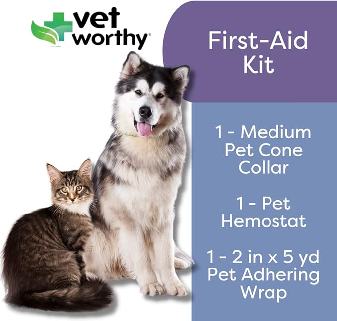 Vet Worthy Dog and Cat First Aid Kit 1 Adjustable 1 Hemostat, 1 Self-Adhering