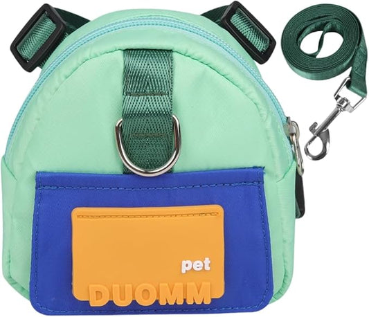 Cute and Functional Pet Outing Backpack with Adjustable Width and Water-Resistant Fabric. (Green