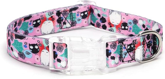 Floral Print Puppy Dog Collar for Small Medium Large Dogs Collars with Quick Release Buckle for Girls Female Dog Soft Nylon Comfortable Durable Pet Collar (NO9