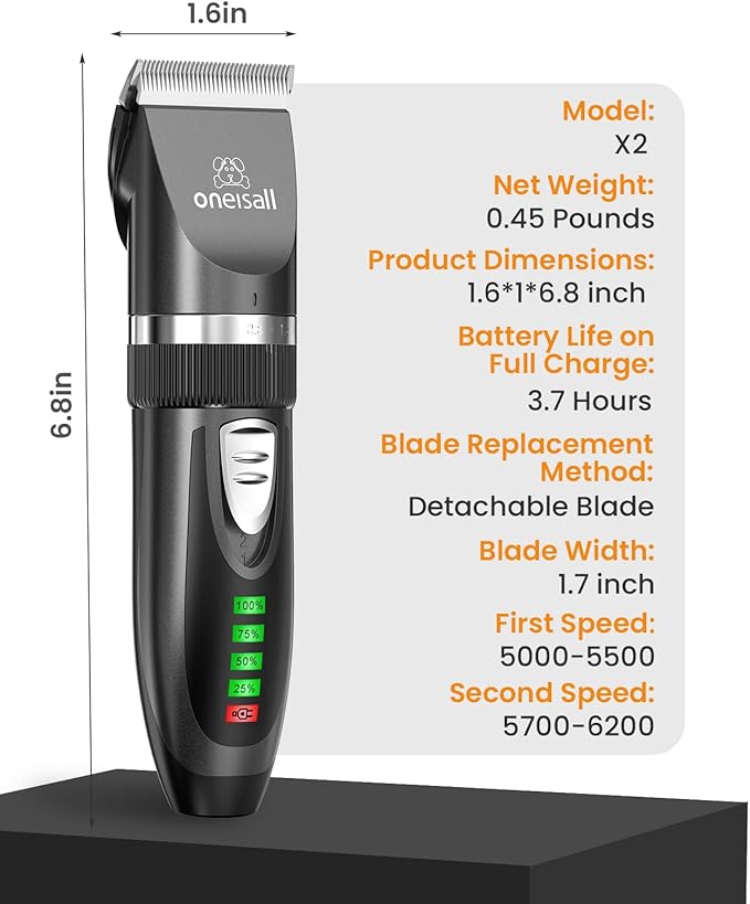 oneisall Cat Clippers for Matted Hair 2 Speed