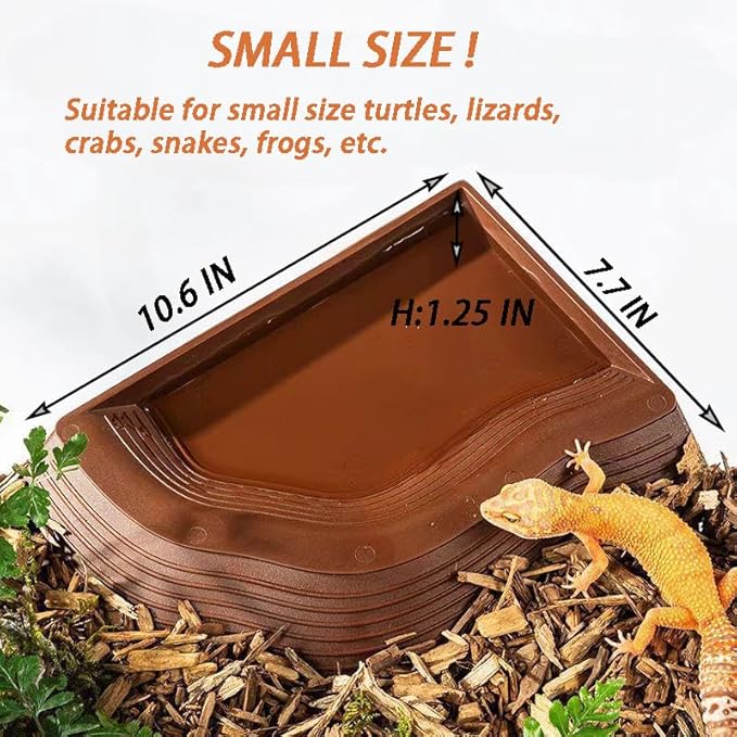 3PCS Tortoise Food Water Bowls with Ramp Leaf Tortoise Food Dish Reptile Food Water Bowls Reptile Bathing Pool Aquarium Ornament for Gecko