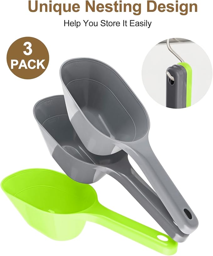 3 Pack Dog Food Scoop Set 1 Cup