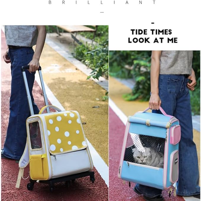 Rolling Pet Carrier Backpack with Wheels