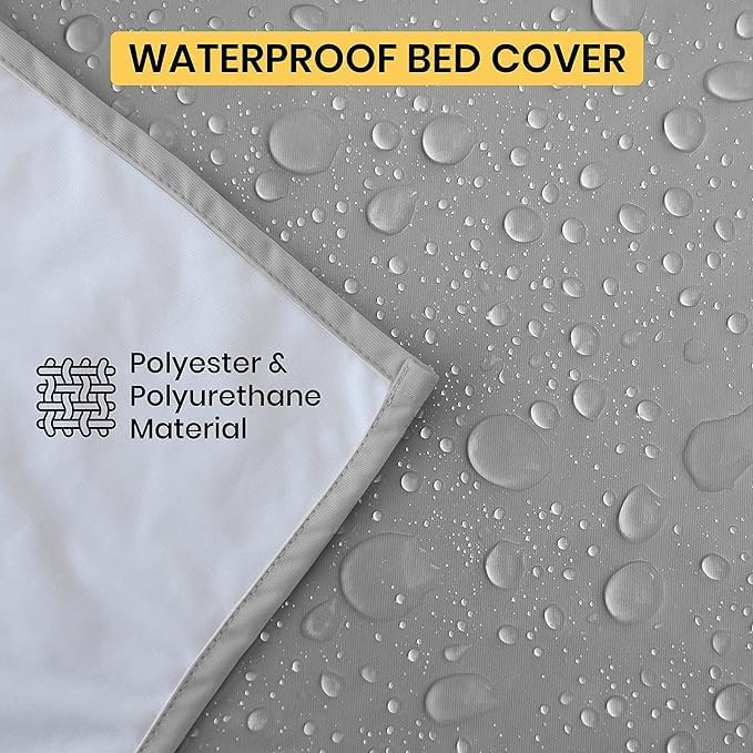 SILLY LEGACY Thin Reversible Waterproof Protective Cover or Liner for Bed or Couch 82 x 100, Gray)