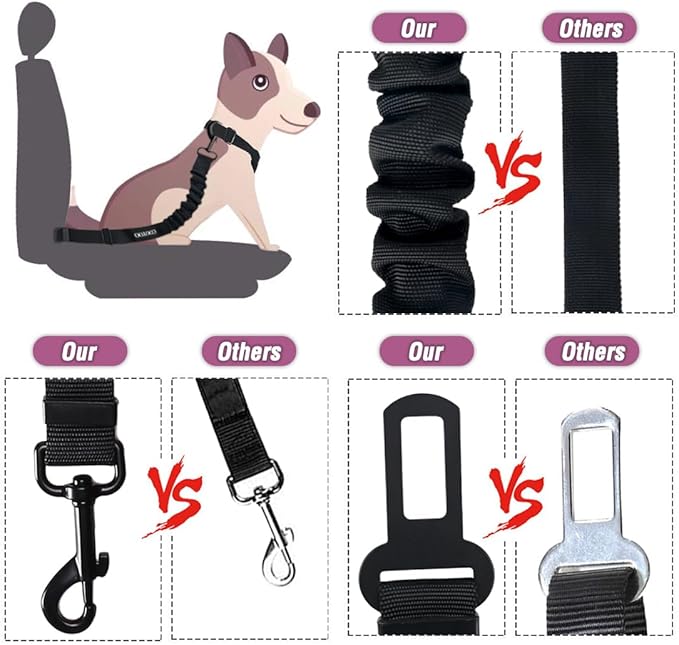 COOYOO Dog Seat Belt 3 Piece