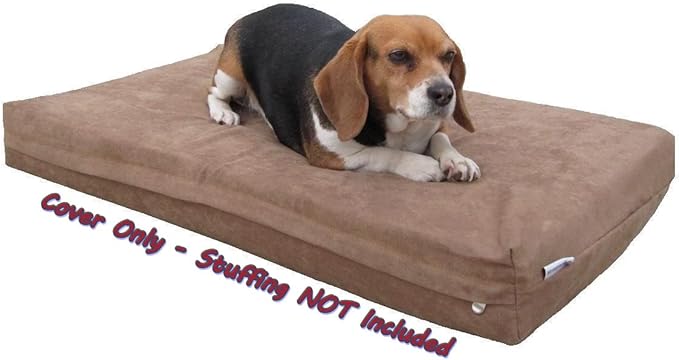 Dogbed4less DIY Pet Bed Pillow Brown MicroSuede Duvet Cover and Waterproof Internal Case for Dog and Cat at 35X20X4 Inch