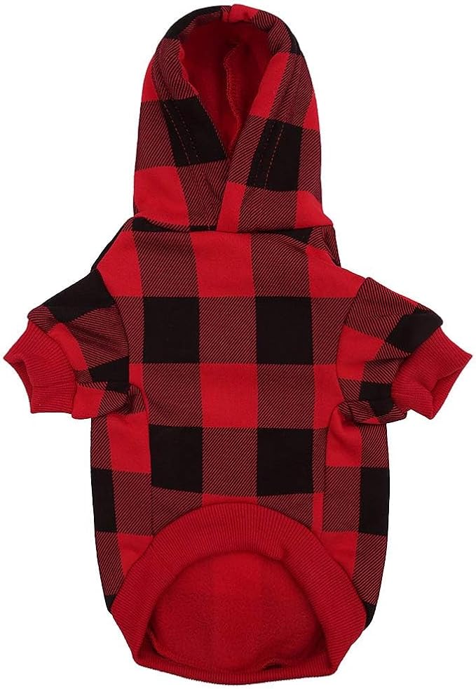 KOOLTAIL Plaid Dog Hoodie Pet Clothes Sweater with Hat and Pocket for Small Medium Large Size Dogs