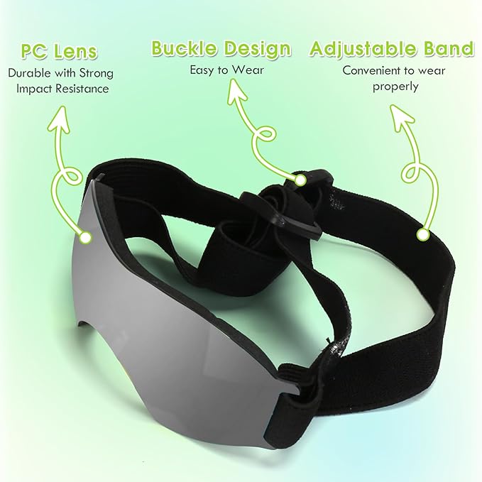 Small Dog Sunglasses, UV Protection Dog Goggles for Small to Medium Breed Dog, Windproof Antifog Pet Glasses for Puppy with Adjustable Strap (Black)
