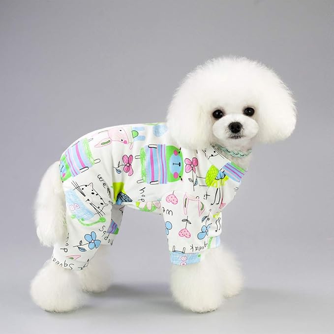 Puppy Pajamas Dog Onesies Pet Dog Soft Pajamas Various Patterns Pet Jumpsuit 5 Styles for Small Medium Dogs Cats Pajamas (Donut