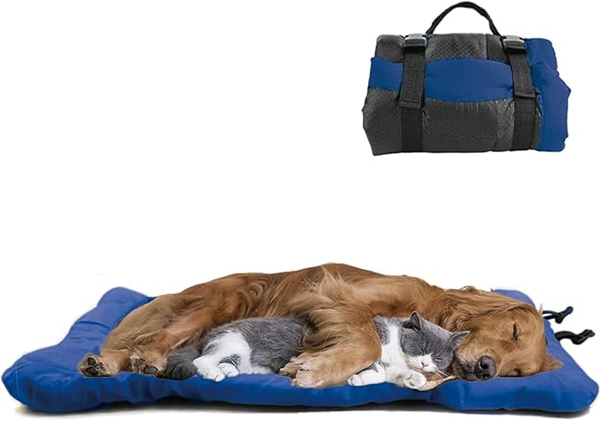 Outdoor Travel Dog Bed Waterproof Anti-Slip 1600D Nylon Cage,Blue,36"x25"